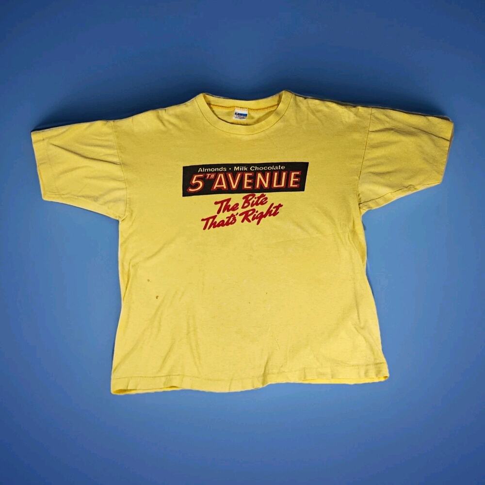 Vintage 1970s 5th Avenue Candy Bar Promo T-Shirt - Champion Blue Bar